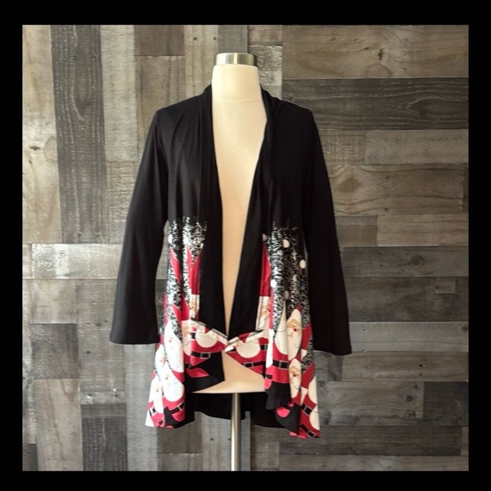 Santa Claus snowflake cascading cardigan small Christmas holiday party winter